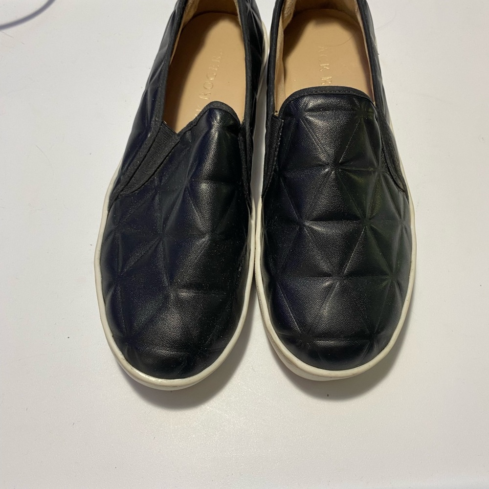 Jack Rogers Black Quilted Slip-Ons, Size 7.5